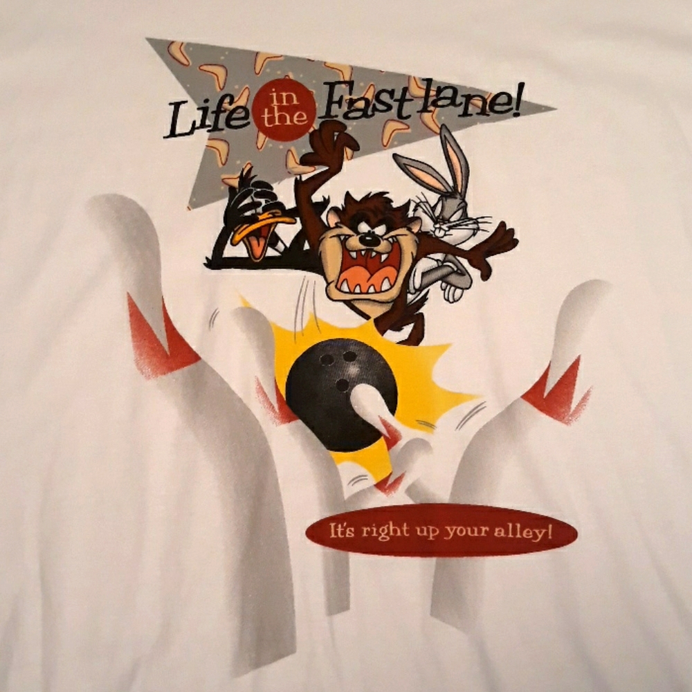 WARNER BROS Looney Tunes Bowling Single Stitch Mens T-Shirt XL VTG 90s